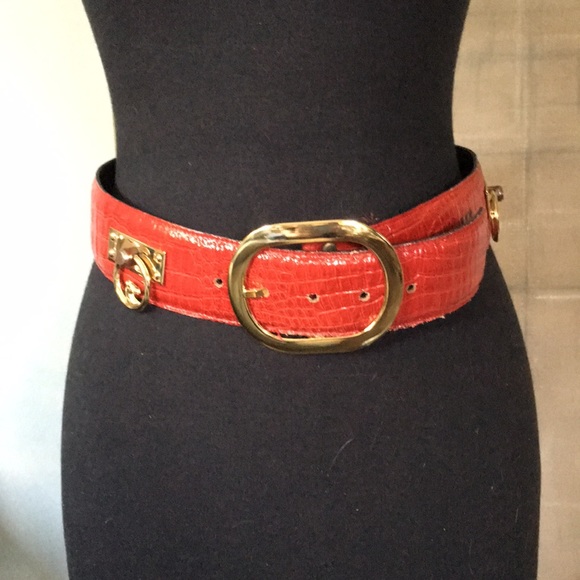 Avignon Accessories - Vintage Avignon Red Leather Wide Belt